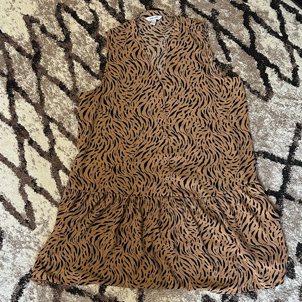 Nine West Tan and Black Animal Print Dress
